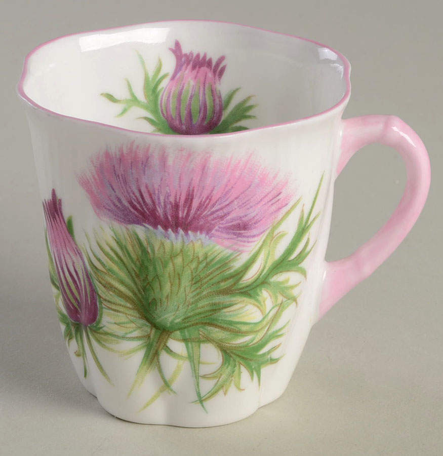 Thistle (Dainty, Pink, Pink Trim) Flat Demitasse Cup by Shelley-1