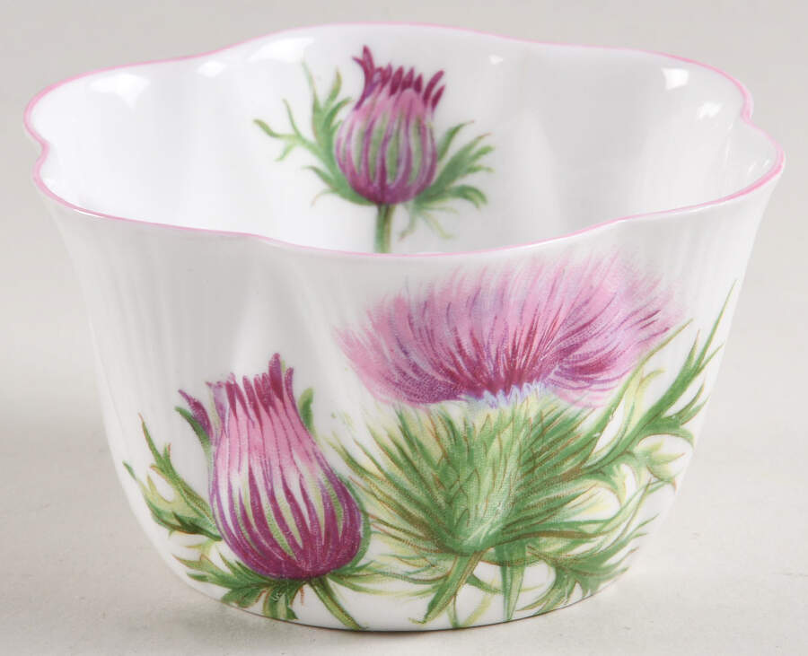 Thistle (Dainty, Pink, Pink Trim) Mini Open Sugar Bowl by Shelley-1