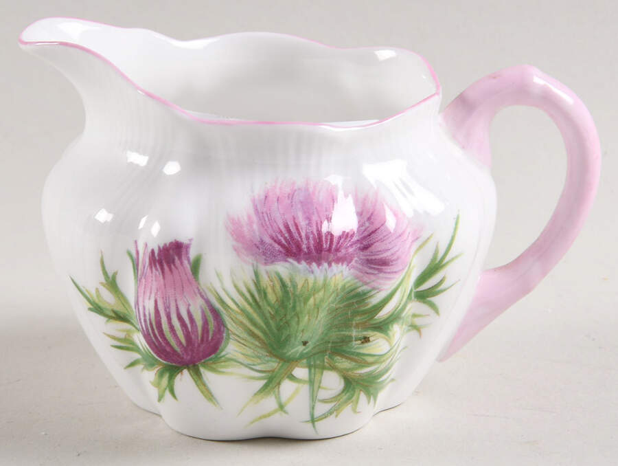 Thistle (Dainty, Pink, Pink Trim) Mini Creamer by Shelley-1