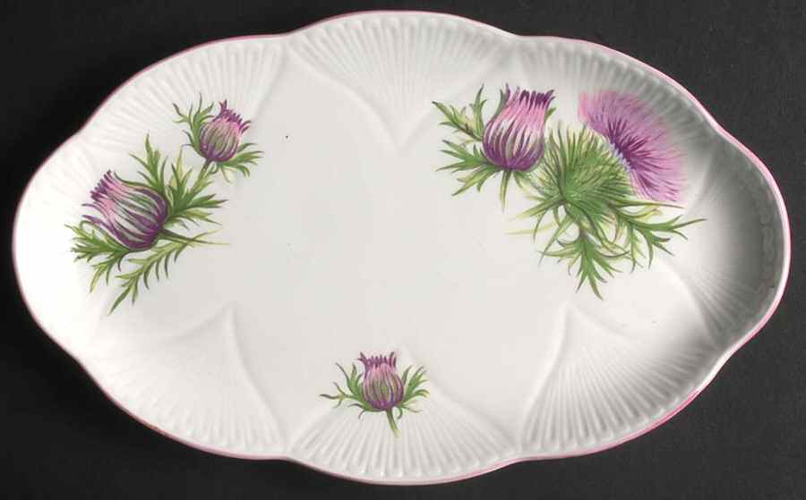 Thistle (Dainty, Pink, Pink Trim) Tray for Individual Creamer & Open Sugar by Shelley-1