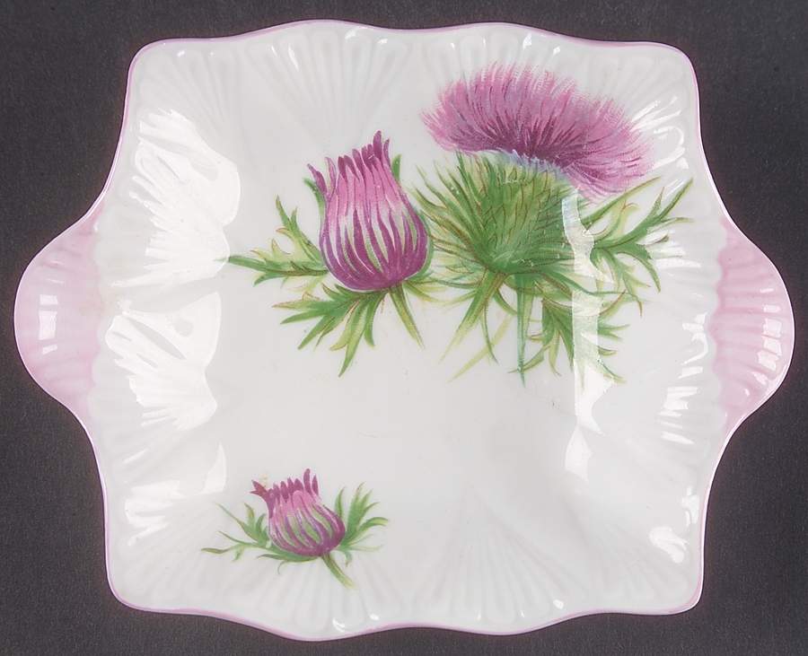 Thistle (Dainty, Pink, Pink Trim) 5" Square Sweet Meat by Shelley-1
