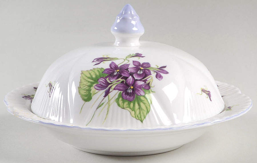 Violets (Dainty) Round Covered Butter by Shelley-1