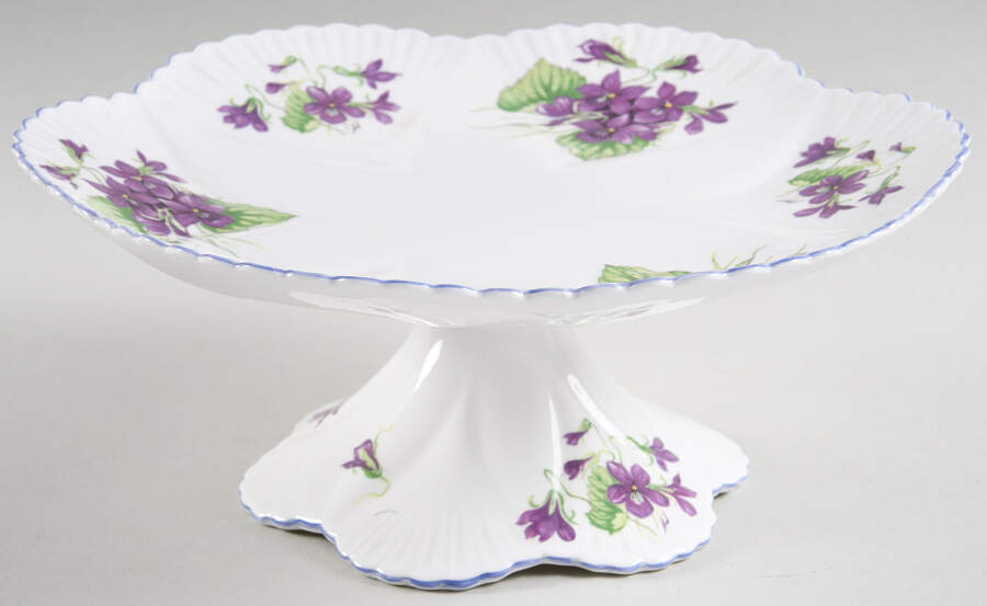 Violets (Dainty) Round Compote (Height X Width) by Shelley-1