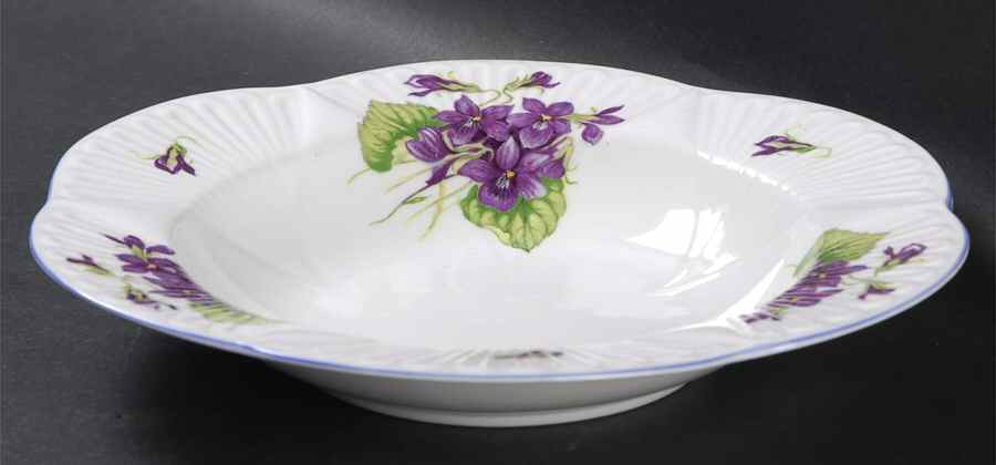 Violets (Dainty) Rim Soup Bowl by Shelley-1