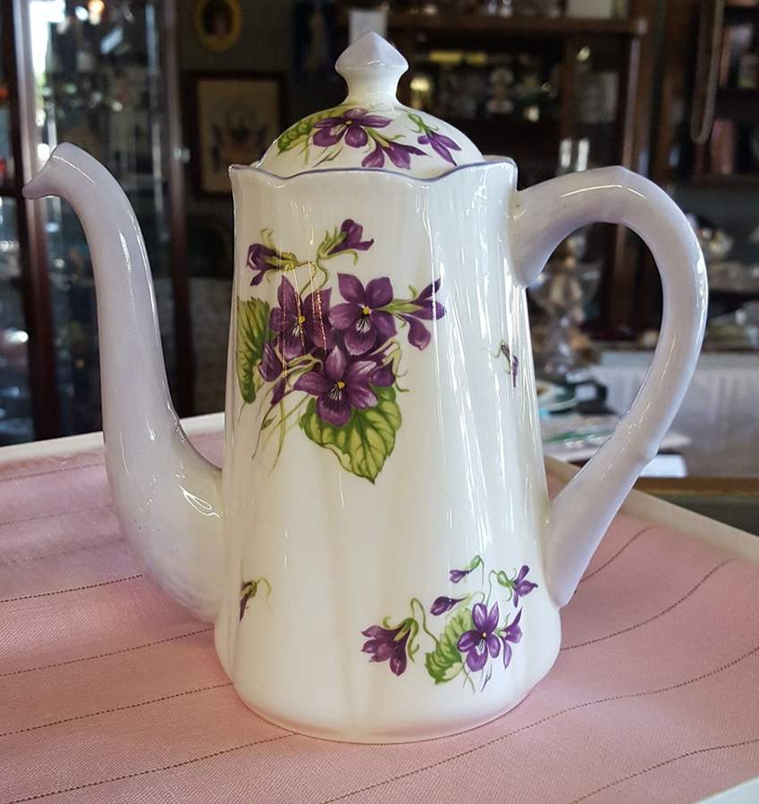 Violets (Dainty) Coffee Pot & Lid by Shelley-1