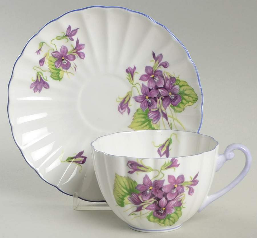 Violets (Dainty) Flat Cup & Saucer Set by Shelley-1