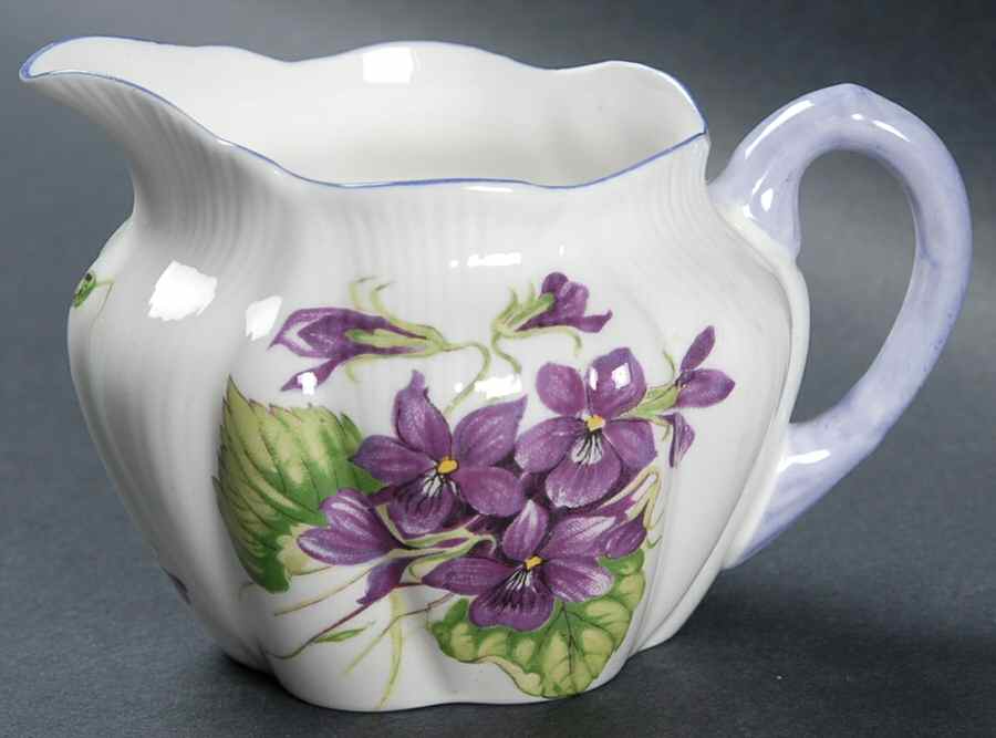 Violets (Fluted) Creamer by Shelley-1
