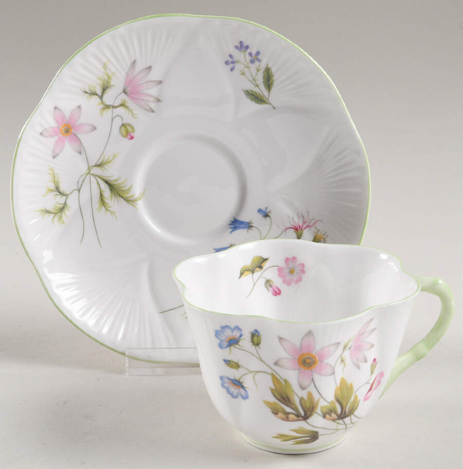 Wild Anemone Footed Cup & Saucer Set by Shelley-1