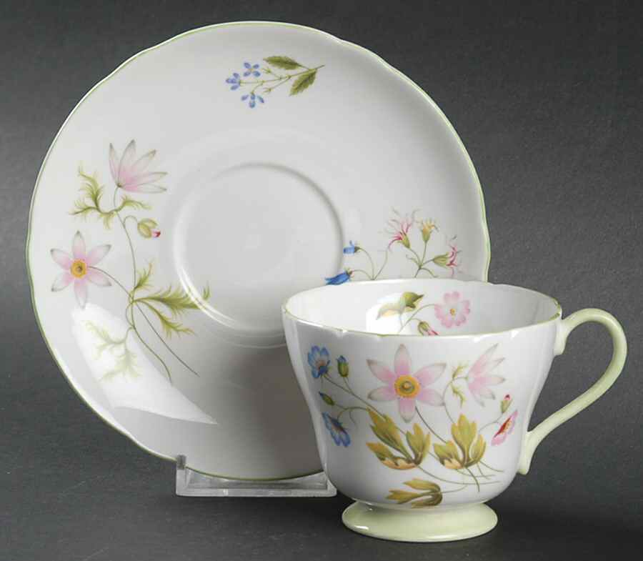 Wild Anemone Footed Cup & Saucer Set by Shelley-1