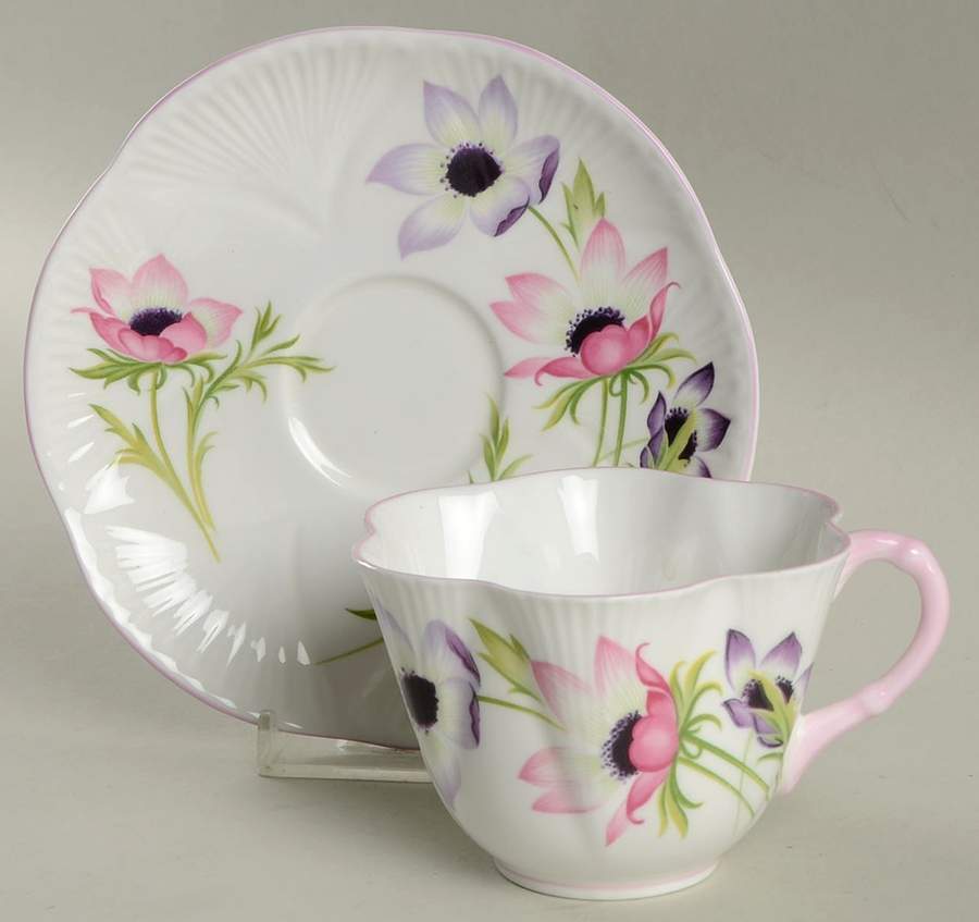 Wind Flowers Flat Cup & Saucer Set by Shelley-1