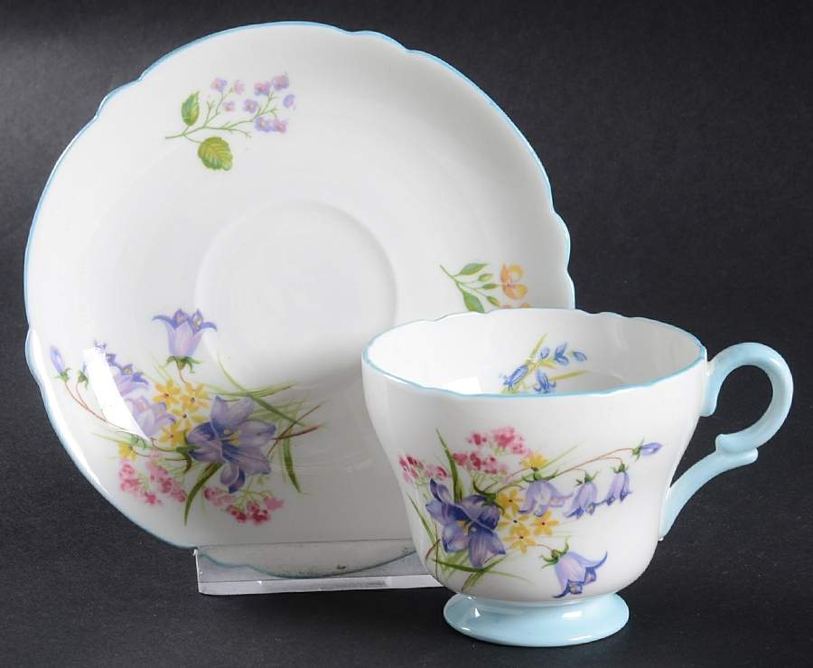 Wild Flowers (Gainsborough) Footed Demitasse Cup & Saucer Set by Shelley-1