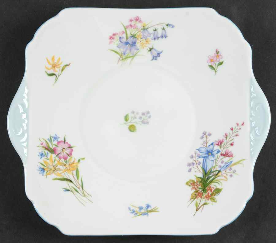 Wild Flowers (Gainsborough) Square Handled Cake Plate by Shelley-1