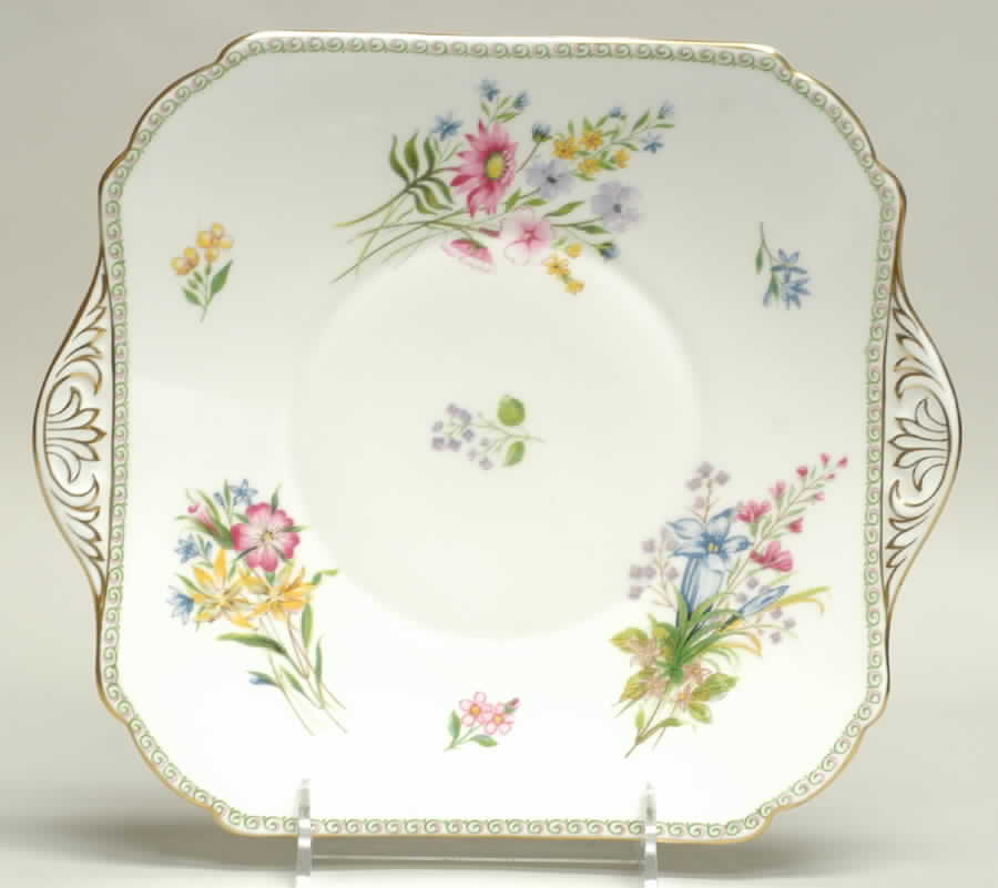 Wild Flowers (Gainsborough) Square Handled Cake Plate by Shelley-1
