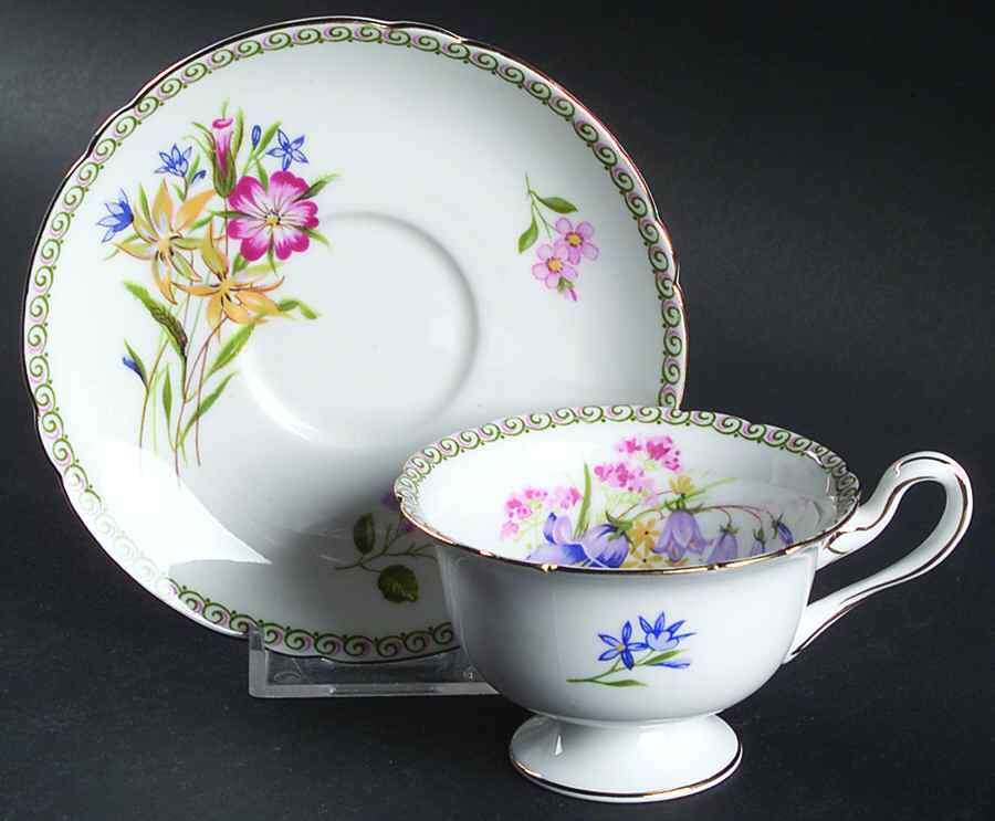Wild Flowers (Gainsborough) Footed Demitasse Cup & Saucer Set by Shelley-1