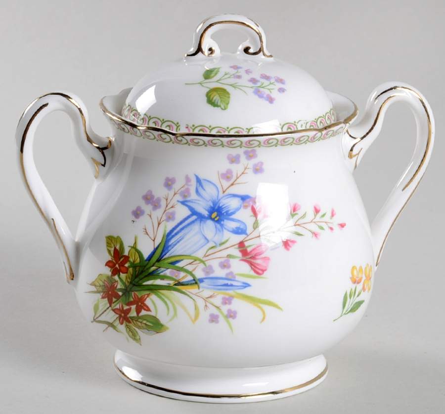 Wild Flowers (Gainsborough) Sugar Bowl & Lid by Shelley-1