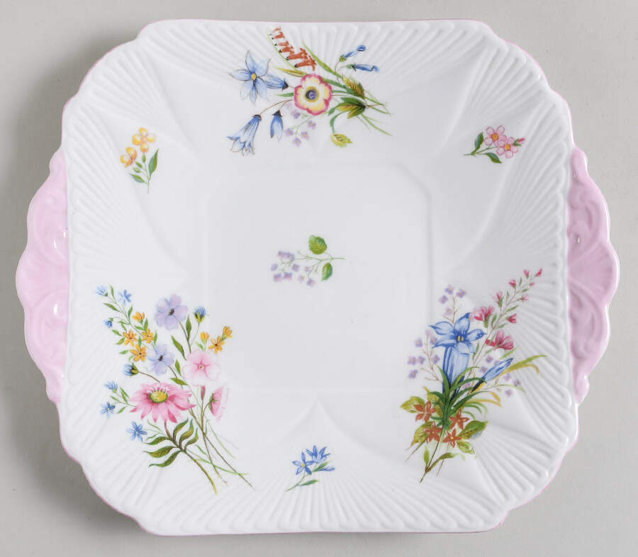 Wild Flowers (Dainty) Square Handled Cake Plate by Shelley-1