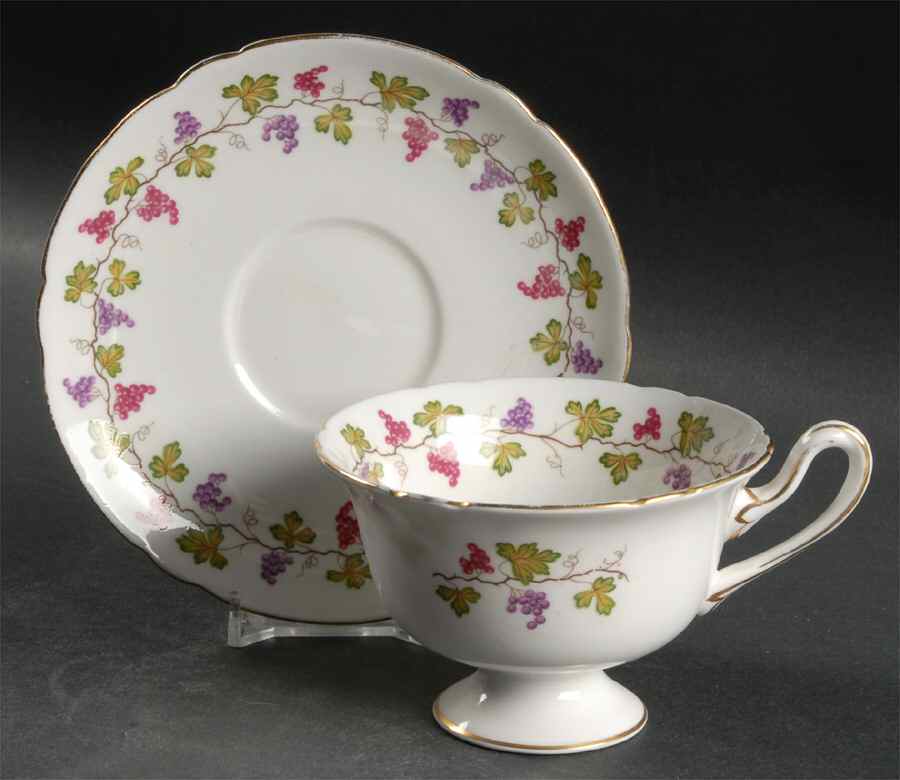 Wine Grape Footed Cup & Saucer Set by Shelley-1