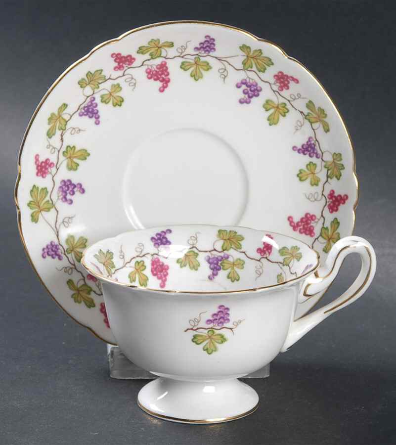 Wine Grape Footed Demitasse Cup & Saucer Set by Shelley-1