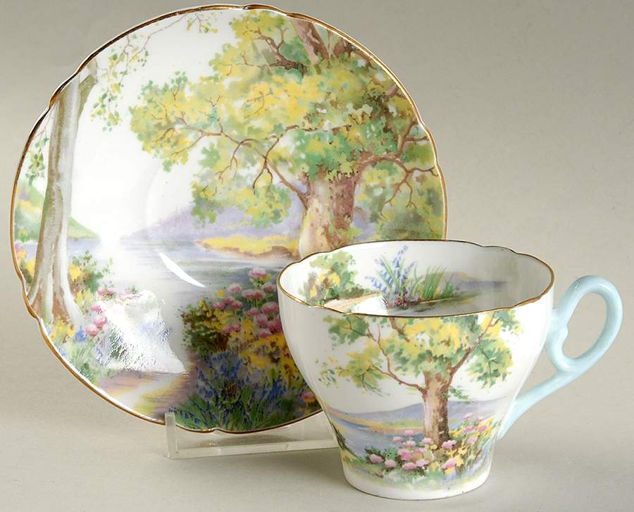 Woodland Flat Demitasse Cup & Saucer Set by Shelley-1