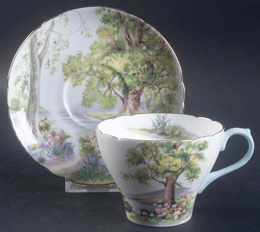 Woodland Flat Cup & Saucer Set by Shelley-1