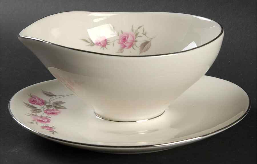 Amourette Gravy Boat with Attached Underplate by Shenango-1