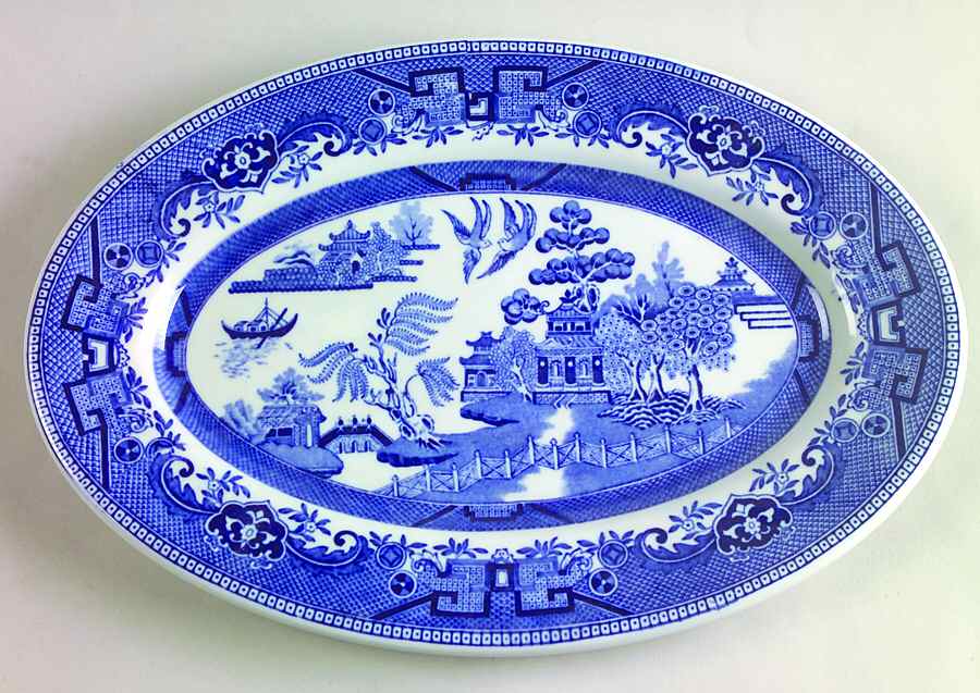 Blue Willow Blue 12" Oval Serving Platter by Shenango-1