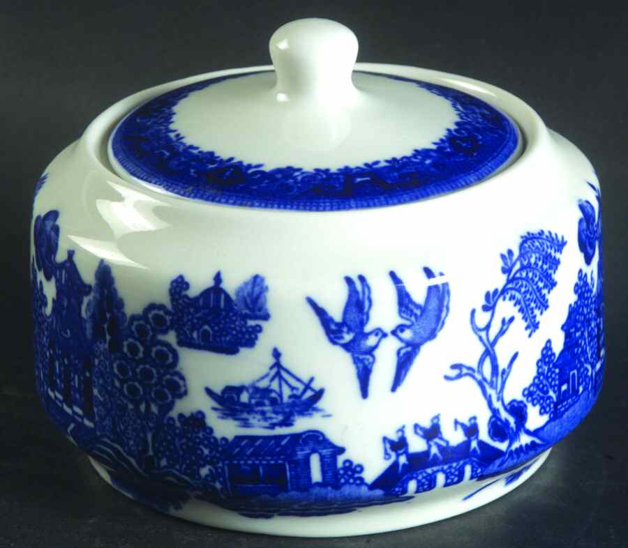Blue Willow Blue Sugar Bowl & Lid by Shenango-1