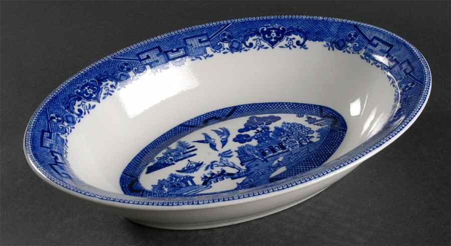 Blue Willow Blue 10" Oval Vegetable Bowl by Shenango-1