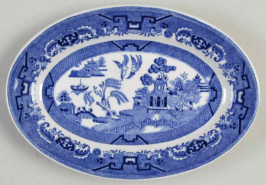 Blue Willow Blue 9" Oval Serving Platter by Shenango-1