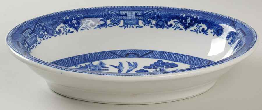 Blue Willow Blue 9" Oval Vegetable Bowl by Shenango-1