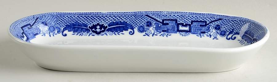 Blue Willow Blue Pickle Dish by Shenango-1