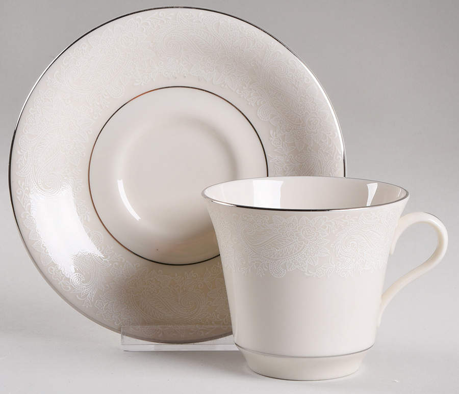 Bridal Veil Flat Cup & Saucer Set by Shenango-1