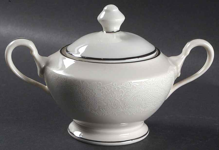 Bridal Veil Sugar Bowl & Lid by Shenango-1