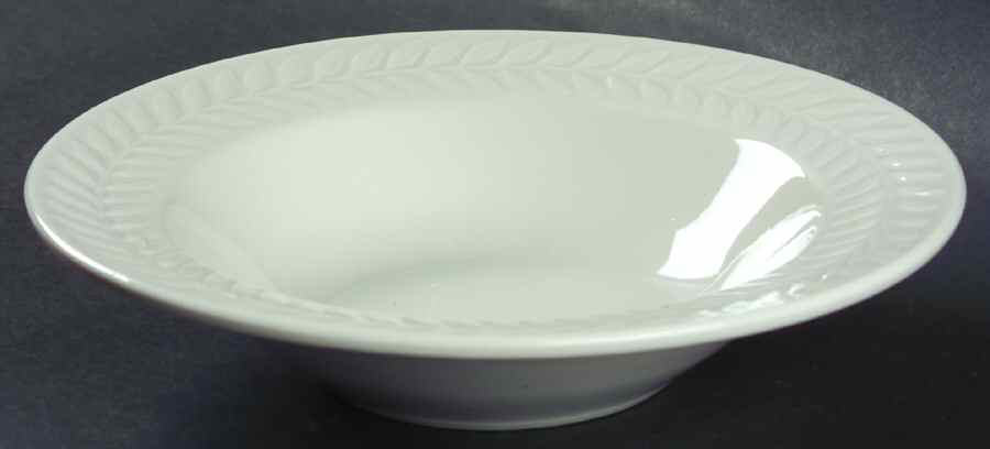 Carlton (All White, Embossed Laurel) Rim Soup Bowl by Shenango-1