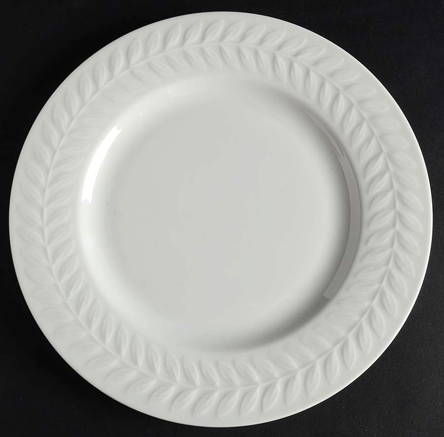 Carlton (All White, Embossed Laurel) Luncheon Plate by Shenango-1