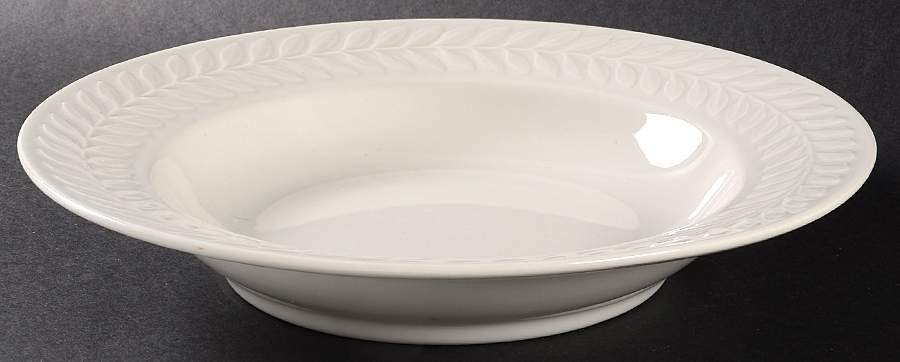 Carlton (All White, Embossed Laurel) Rim Soup Bowl by Shenango-1