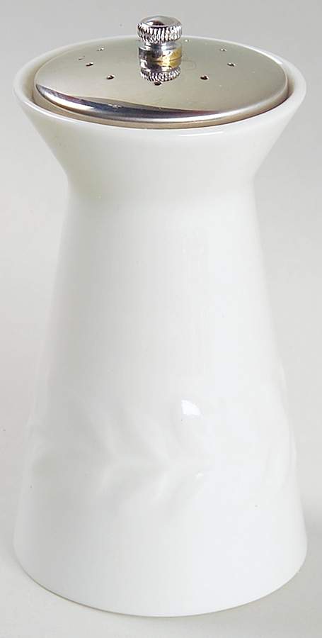 Carlton (All White, Embossed Laurel) Salt Shaker for Mill Set by Shenango-1