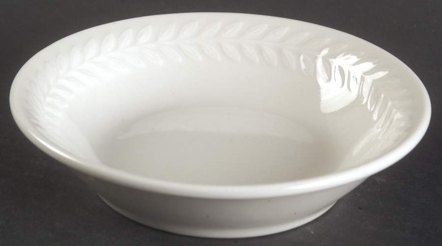 Carlton (All White, Embossed Laurel) Fruit/Dessert (Sauce) Bowl by Shenango-1
