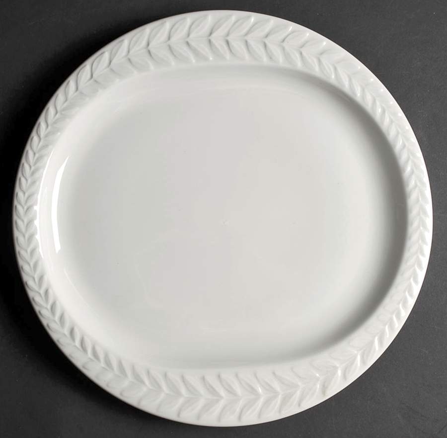 Carlton (All White, Embossed Laurel) 12" Chop Plate (Round Platter) by Shenango-1