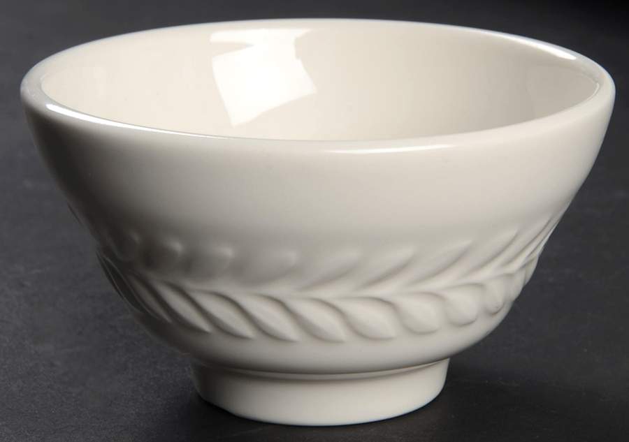 Carlton (All White, Embossed Laurel) Fruit/Dessert (Sauce) Bowl by Shenango-1