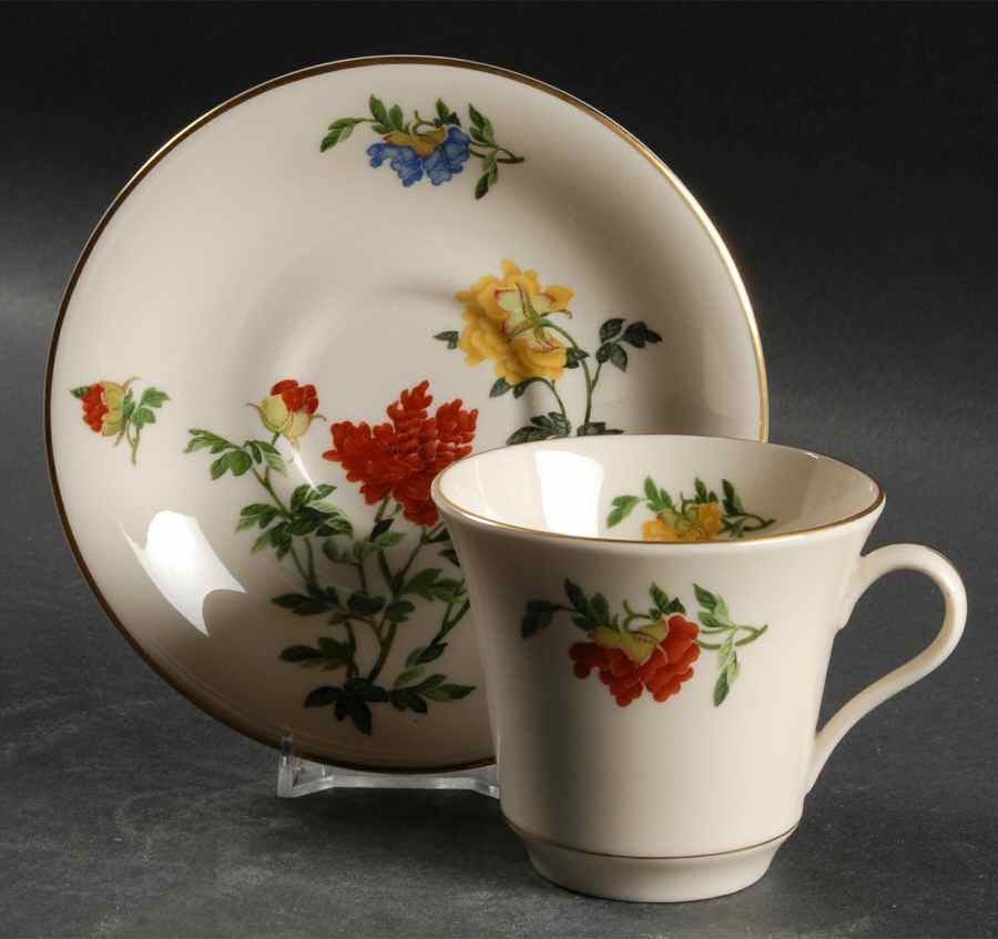 Malin Gold Flat Cup & Saucer Set by Shenango-1