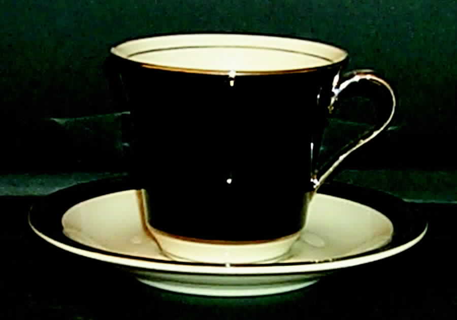 Midnight Halo Flat Cup & Saucer Set by Shenango-1