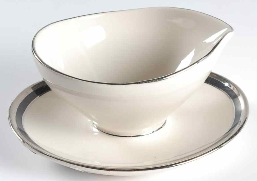 Midnight Halo Gravy Boat with Attached Underplate by Shenango-1