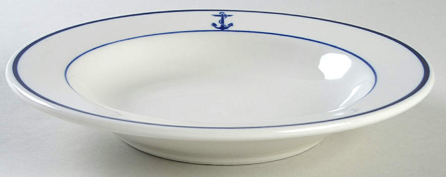 US Navy Mess Wardroom Officer Large Rim Soup Bowl by Shenango-1