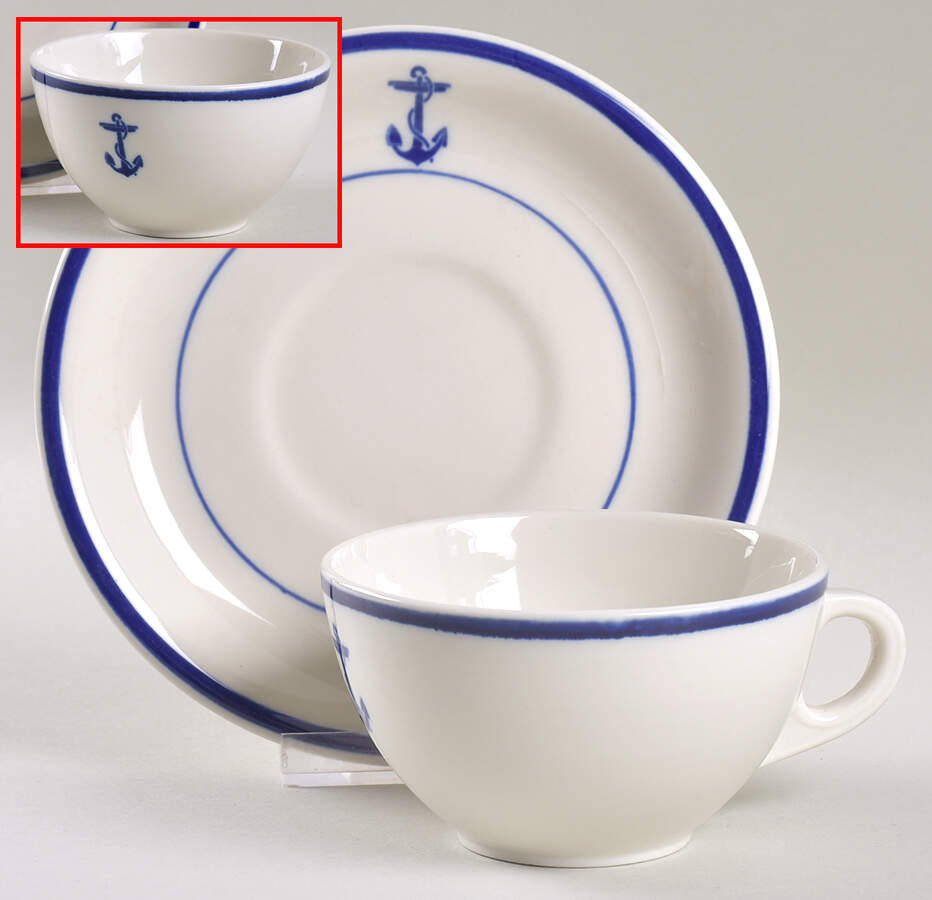 US Navy Mess Wardroom Officer Flat Cup & Saucer Set by Shenango-1