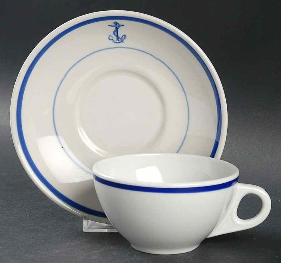 US Navy Mess Wardroom Officer Flat Cup & Saucer Set by Shenango-1