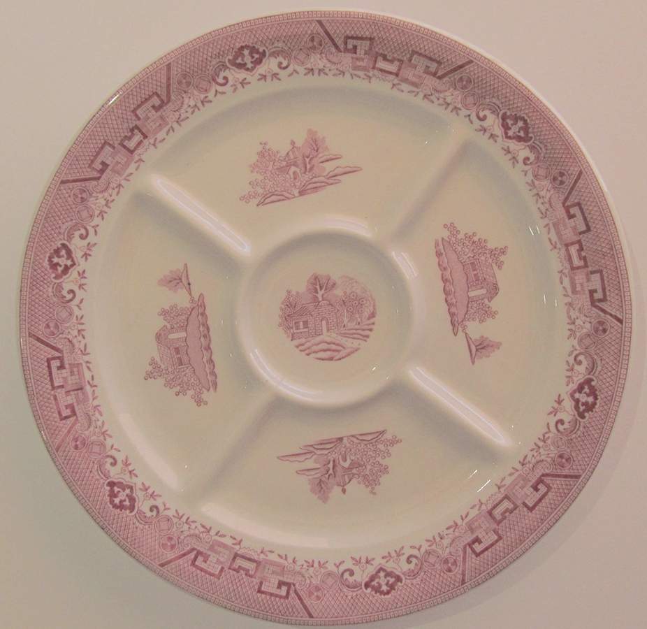 Pink Willow 5 Part Divided Luncheon Plate by Shenango-1