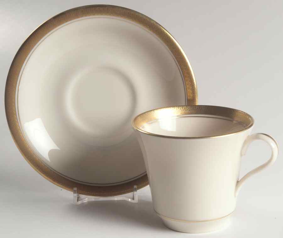 Royal Baroness (Gold Trim) Flat Cup & Saucer Set by Shenango-1