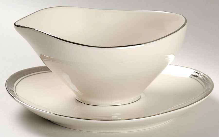 Royal Baroness (Platinum Trim) Gravy Boat with Attached Underplate by Shenango-1