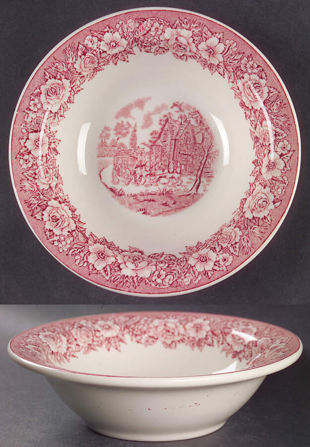 Roselyn Pink Rim Cereal Bowl by Shenango-1